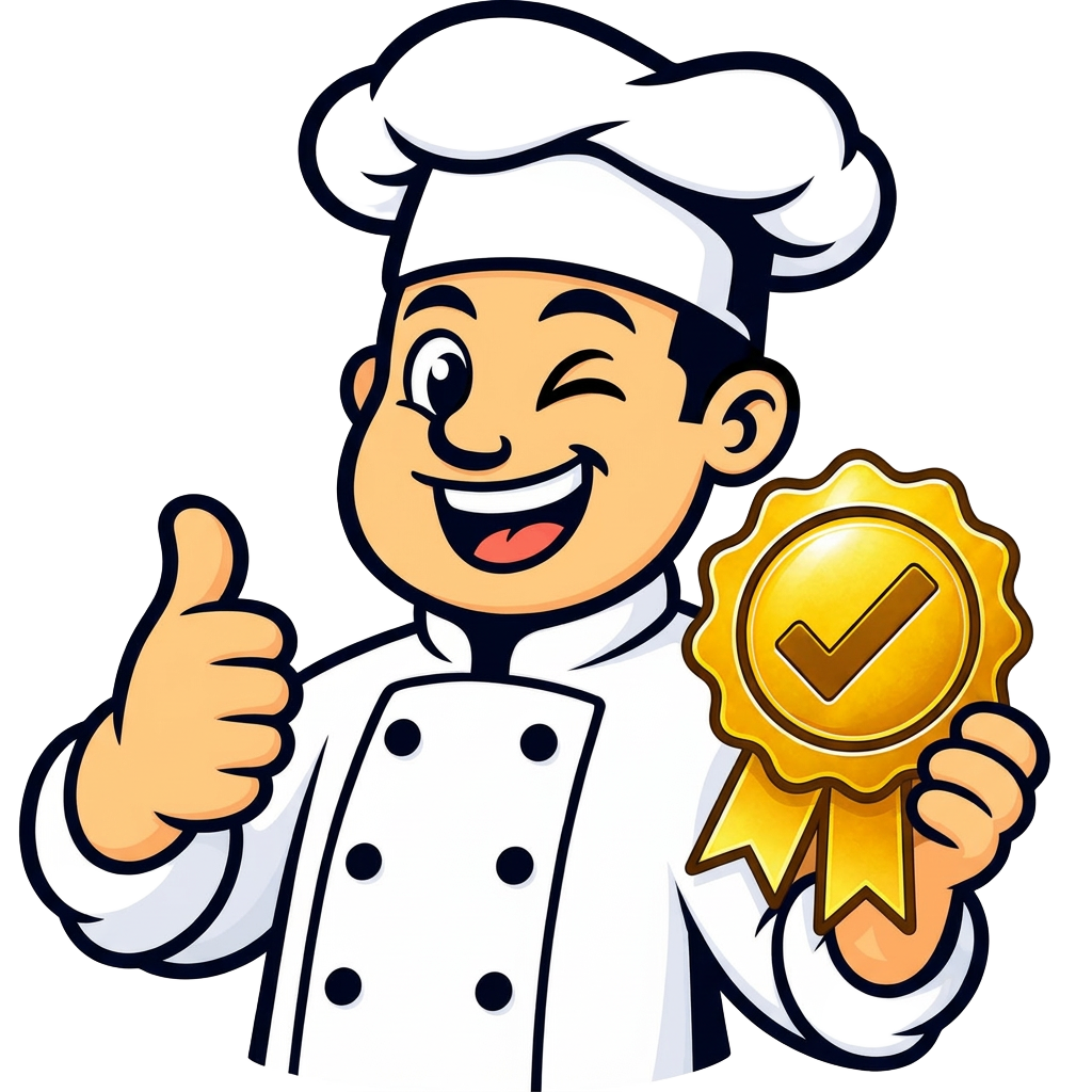 Chef com selo de aprovado